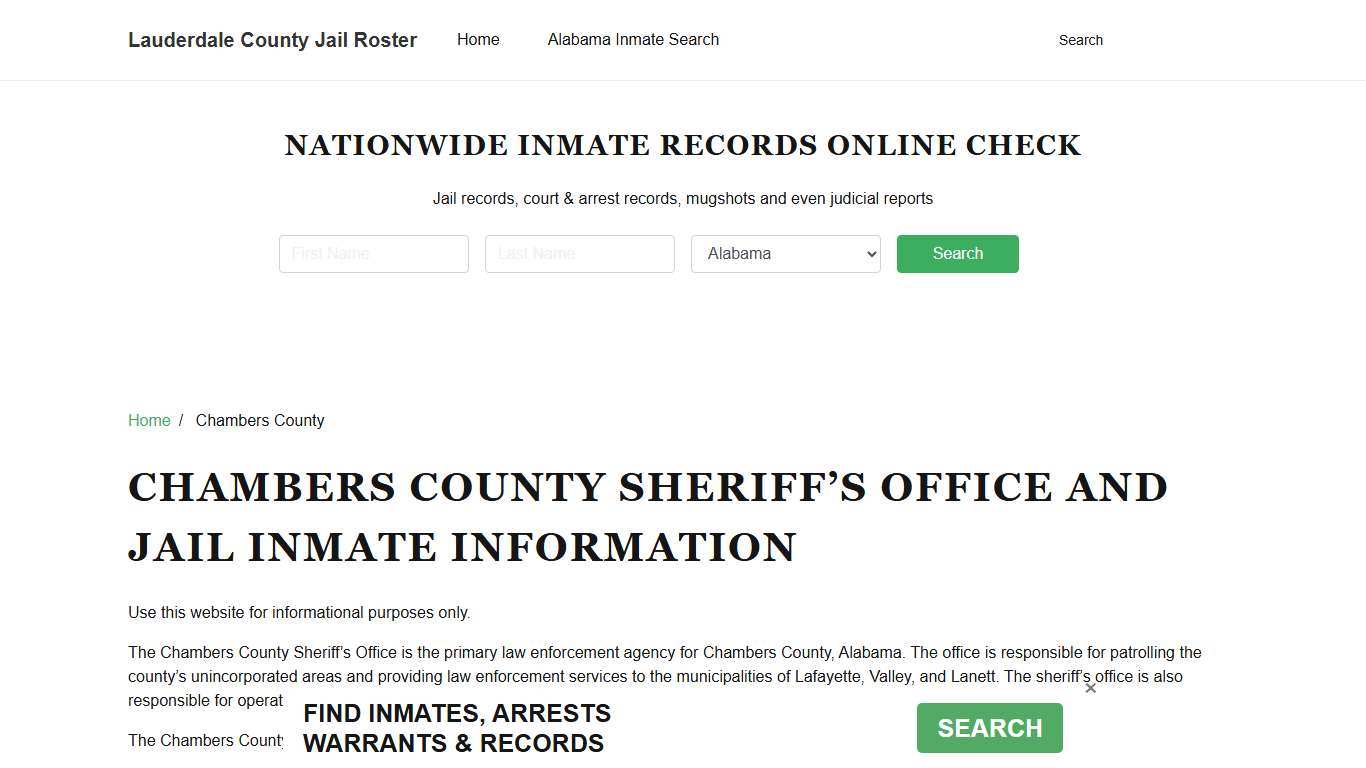 Chambers County Sheriff, AL, Jail Inmate Search, Recent Arrests